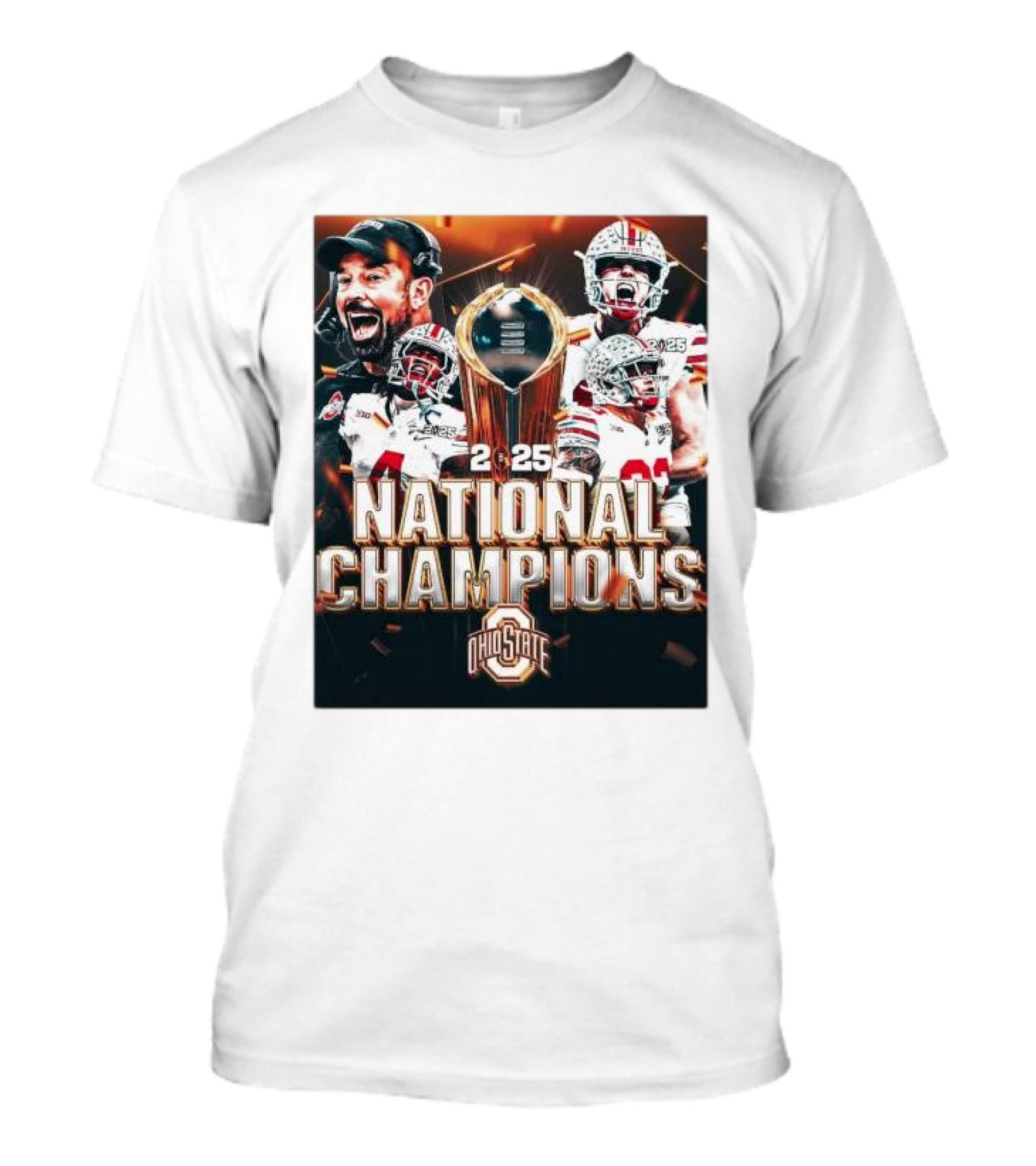 Ohio State Buckeyes 2025 National Champions CFP Football Trophy T-Shirt