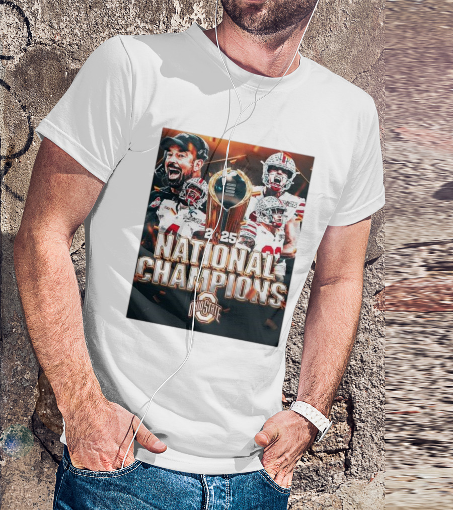 Ohio State Buckeyes 2025 National Champions CFP Football Trophy T-Shirt
