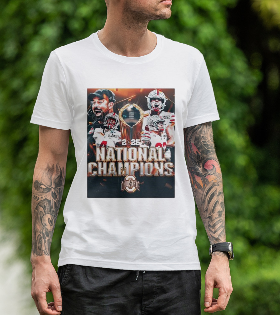 Ohio State Buckeyes 2025 National Champions CFP Football Trophy T-Shirt