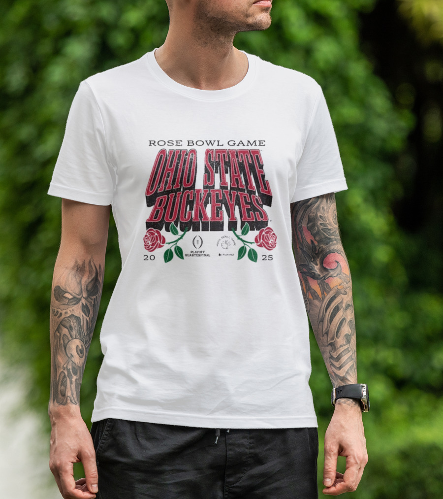 Ohio State Buckeyes Rose Bowl Game 2025 Playoff Quarterfinal Drop Shadow T-Shirt