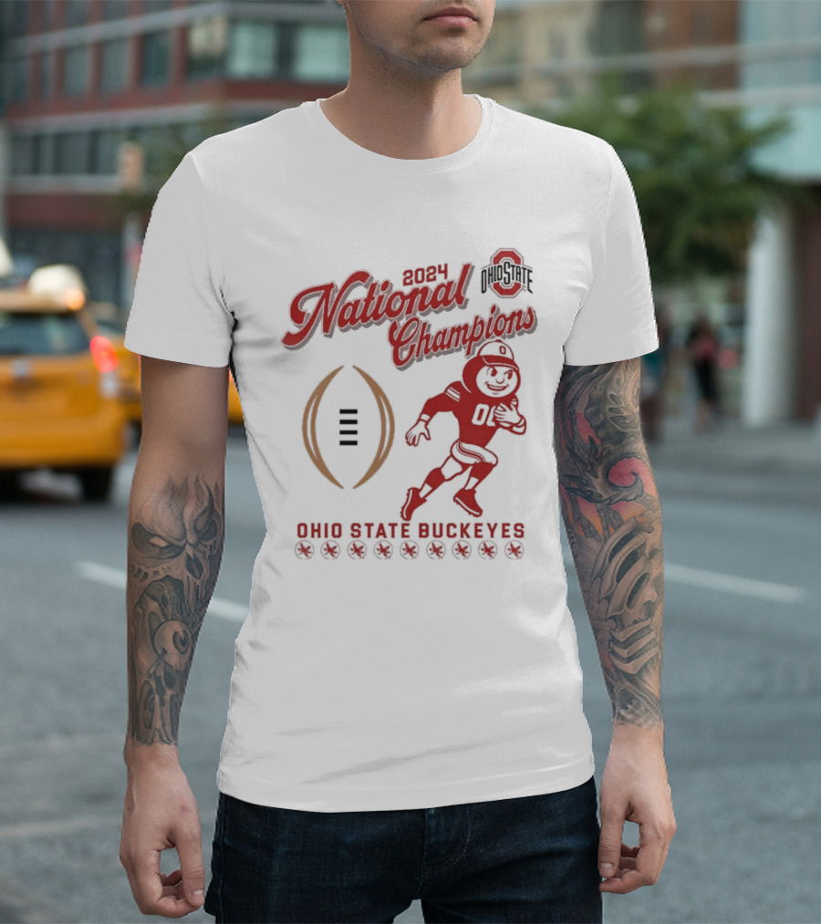 2024 National Champions Ohio State Buckeyes Football Playoff Mascot T-Shirt