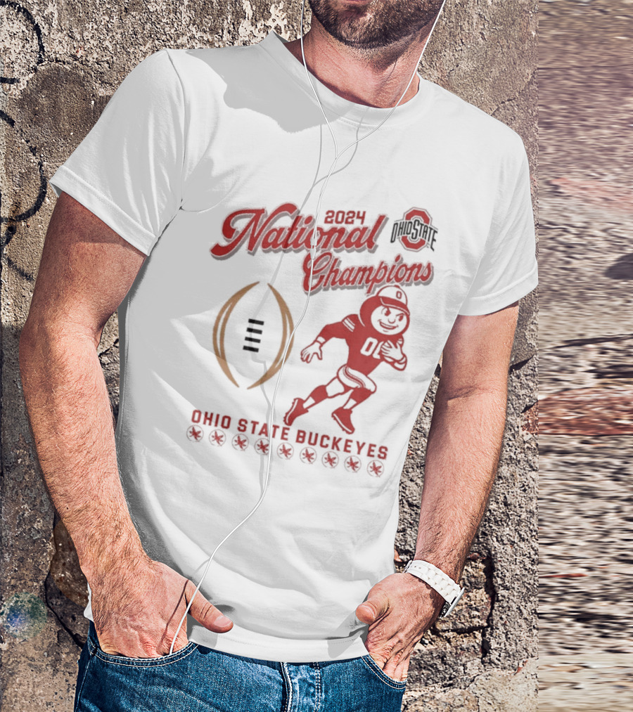 2024 National Champions Ohio State Buckeyes Football Playoff Mascot T-Shirt