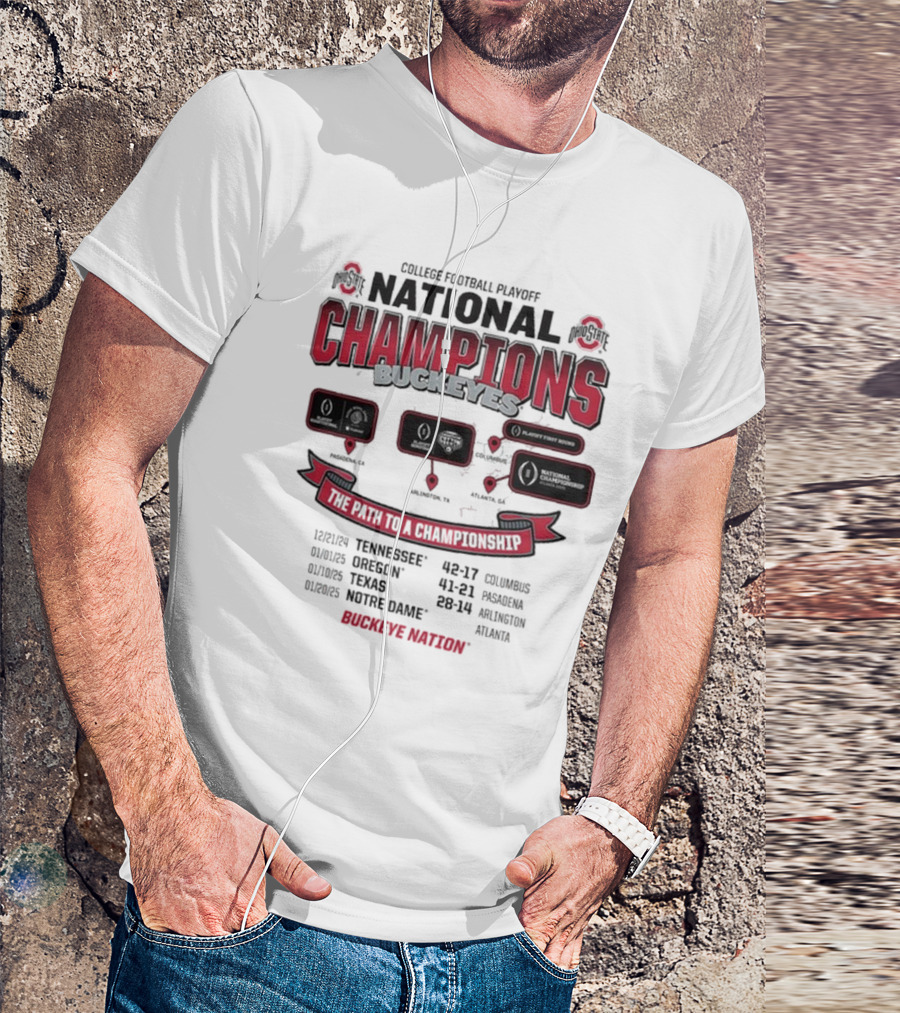 Ohio State Buckeyes 2024 National Champions The Path To A Championship Buckeye Nation T-Shirt