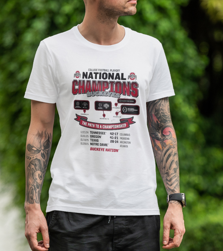 Ohio State Buckeyes 2024 National Champions The Path To A Championship Buckeye Nation T-Shirt