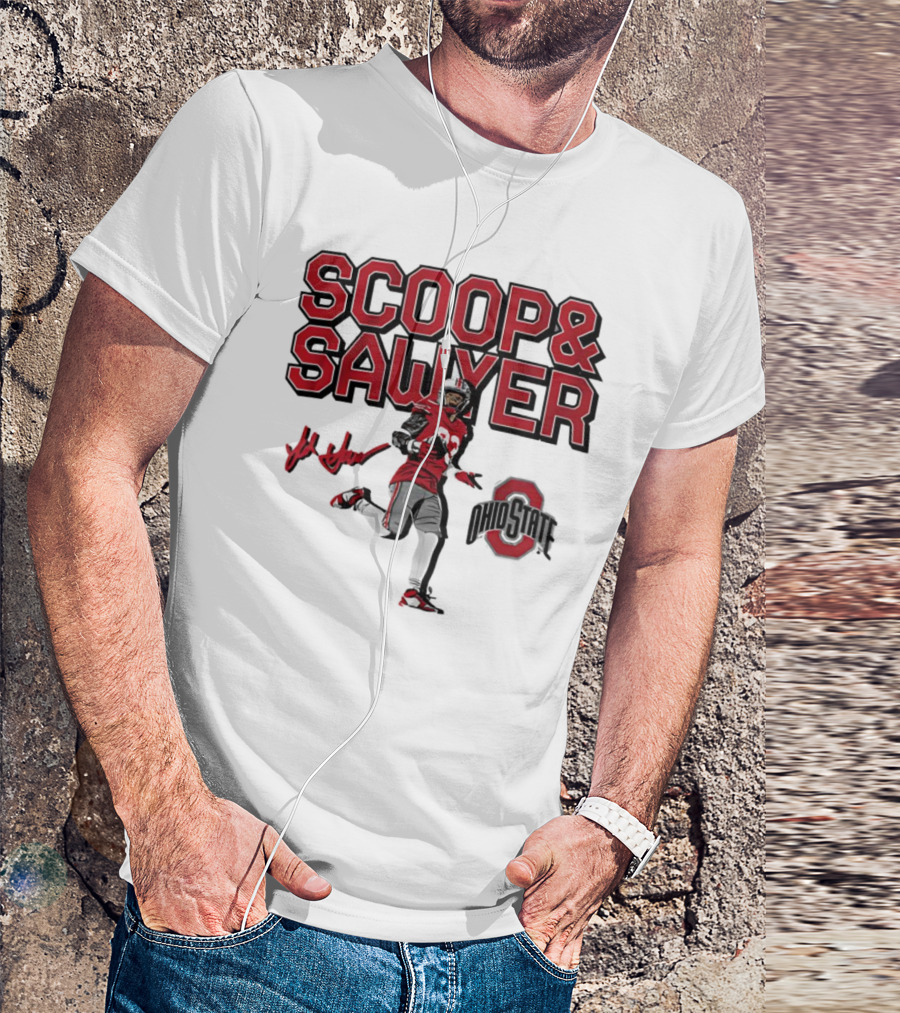 Ohio State Scoop And Sawyer Jack Sawyer Signature Buckeyes Football T-Shirt