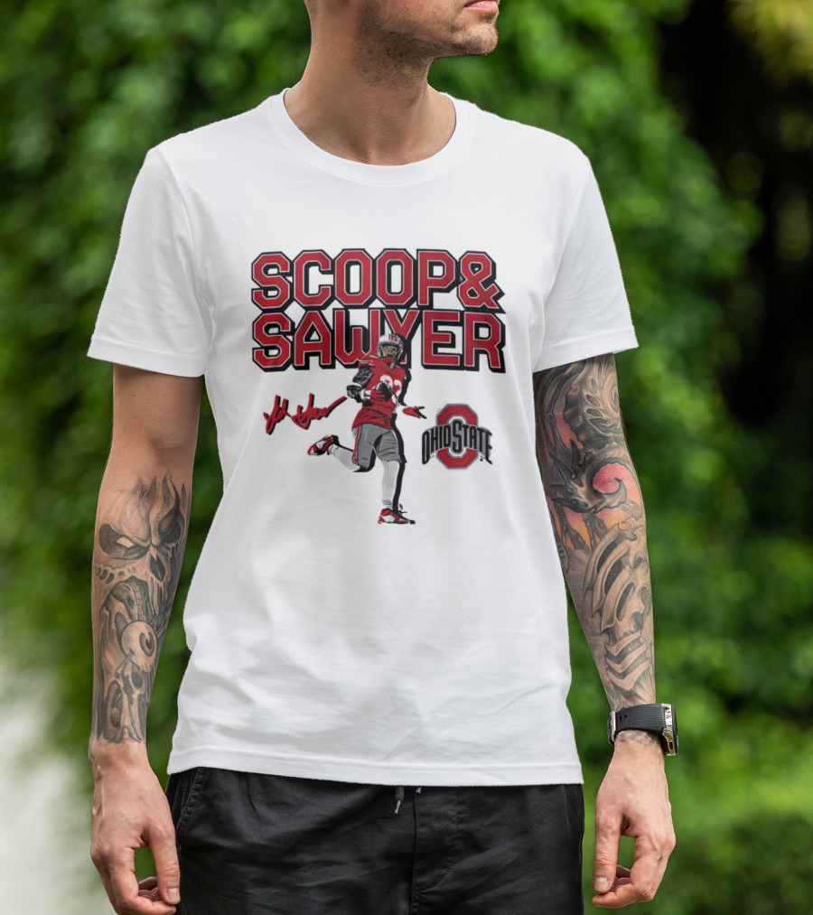 Ohio State Scoop And Sawyer Jack Sawyer Signature Buckeyes Football T-Shirt