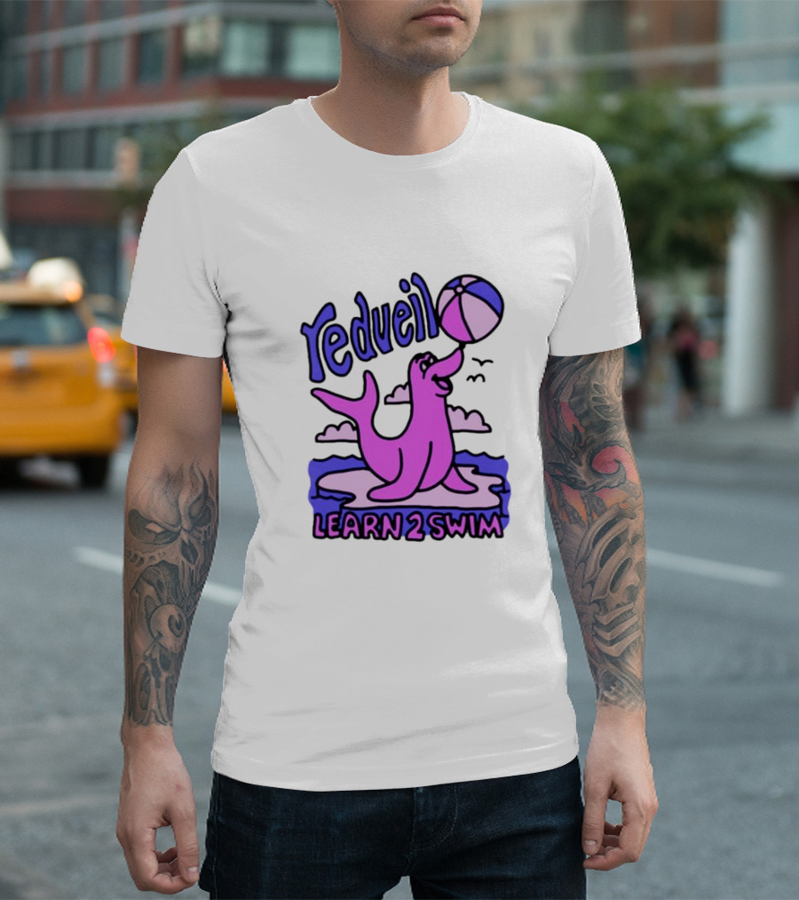 redveil Learn 2 Swim Tour Spring Beachball Seal Design T-Shirt