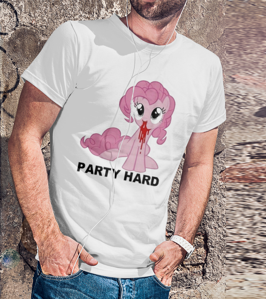 Party Hard Pony Creepy Pink Character Emo Aesthetic T-Shirt