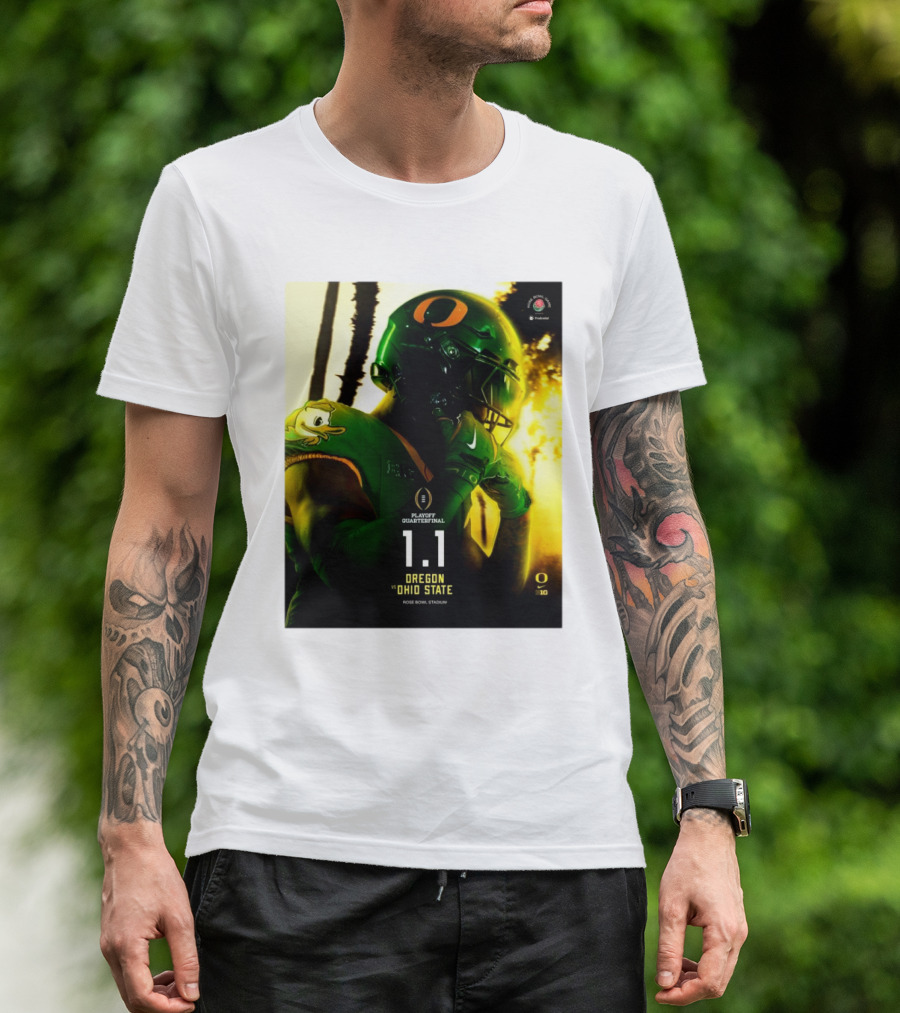 Playoff Quarterfinal Oregon Ducks Vs Ohio State Buckeyes Rose Bowl Stadium January 1 T-Shirt