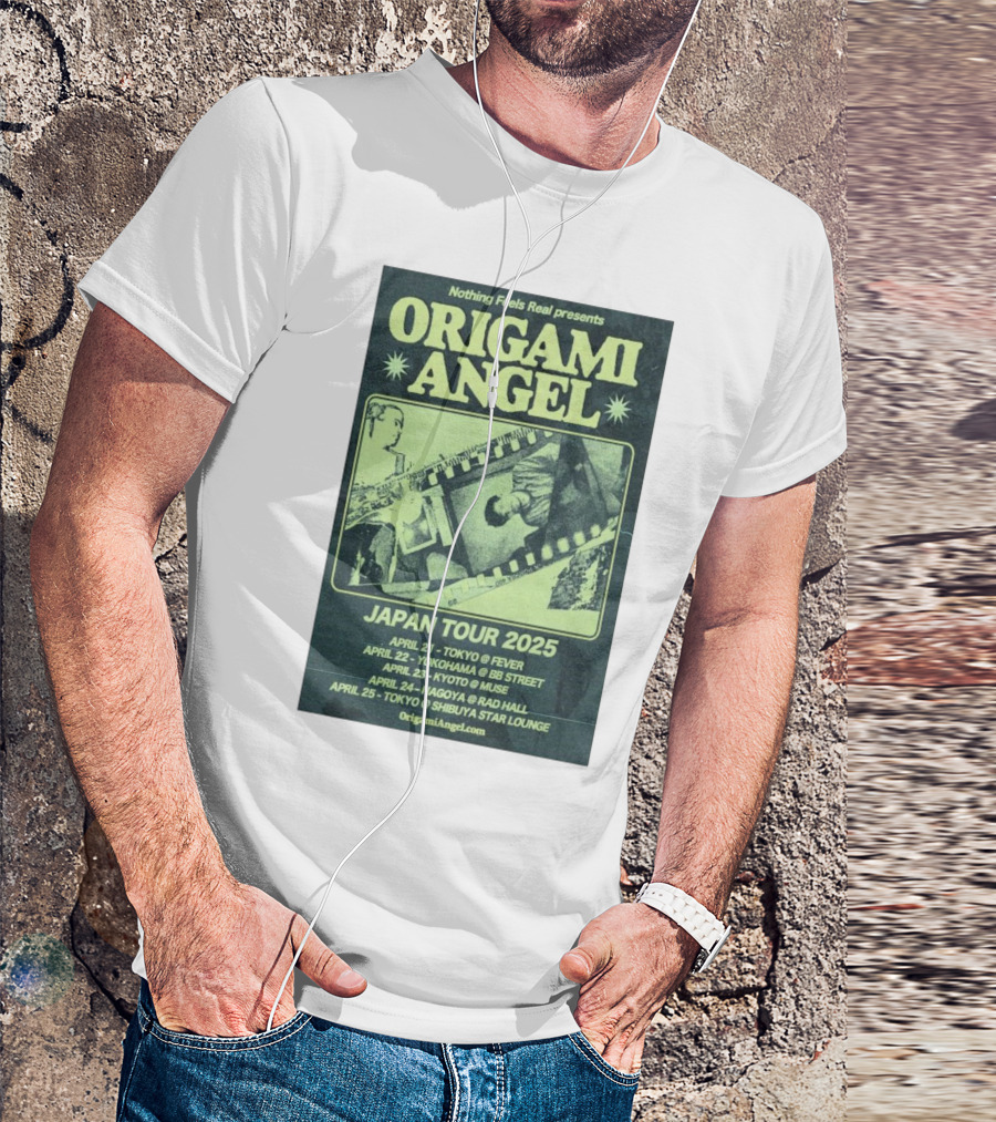 Origami Angel Nothing Feels Real Japan Tour 2025 Tokyo Nagoya Kyoto Yokohama Shibuya T-Shirt