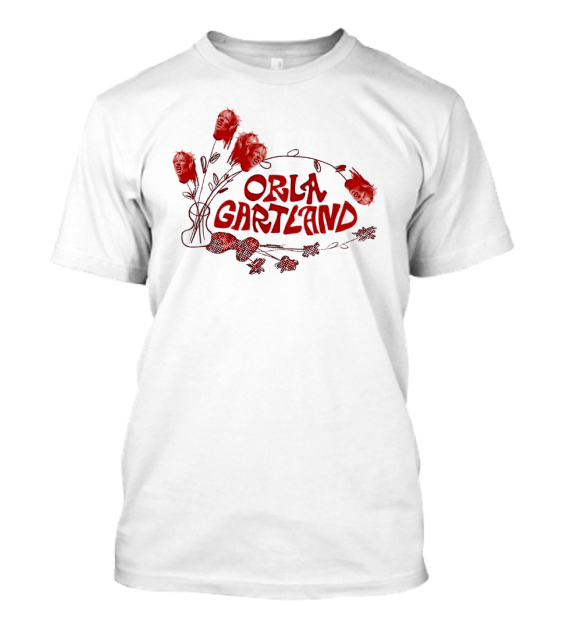 Orla Gartland Red Flower Faces And Text T-Shirt
