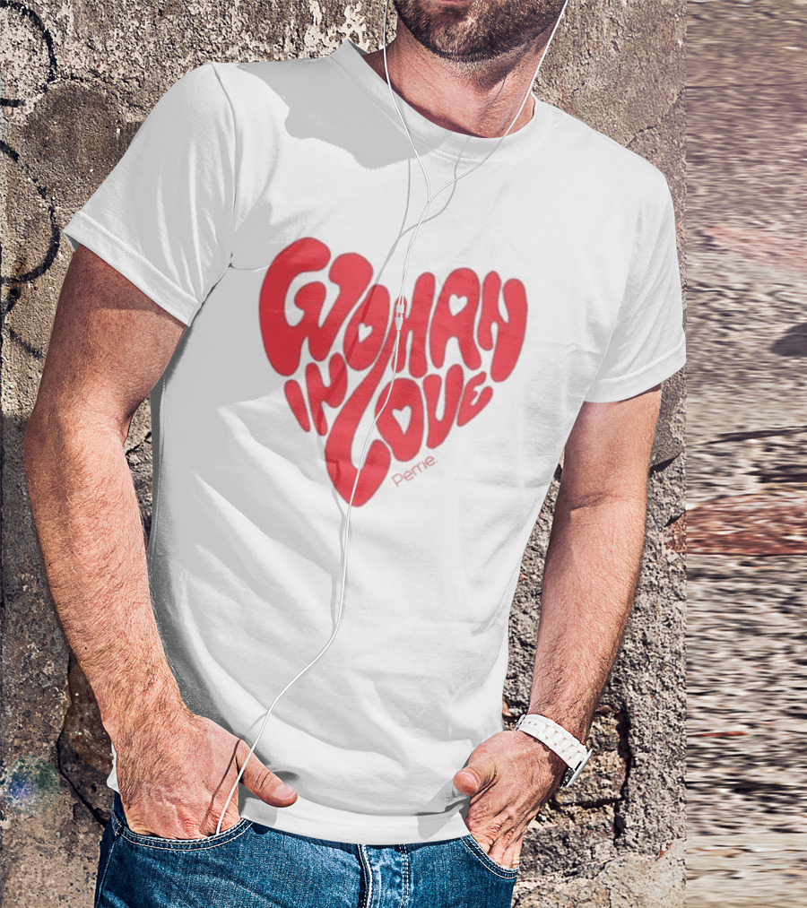 Perrie Woman In Love Heart-Shaped Typography T-Shirt