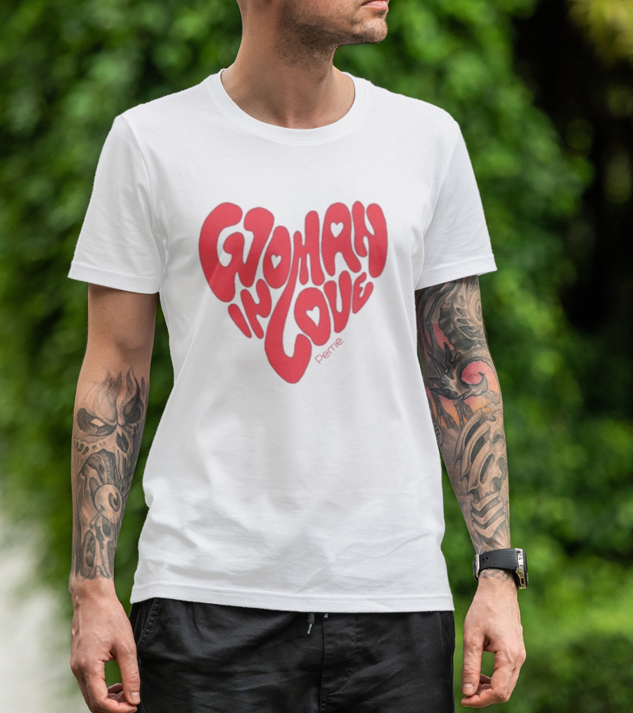 Perrie Woman In Love Heart-Shaped Typography T-Shirt