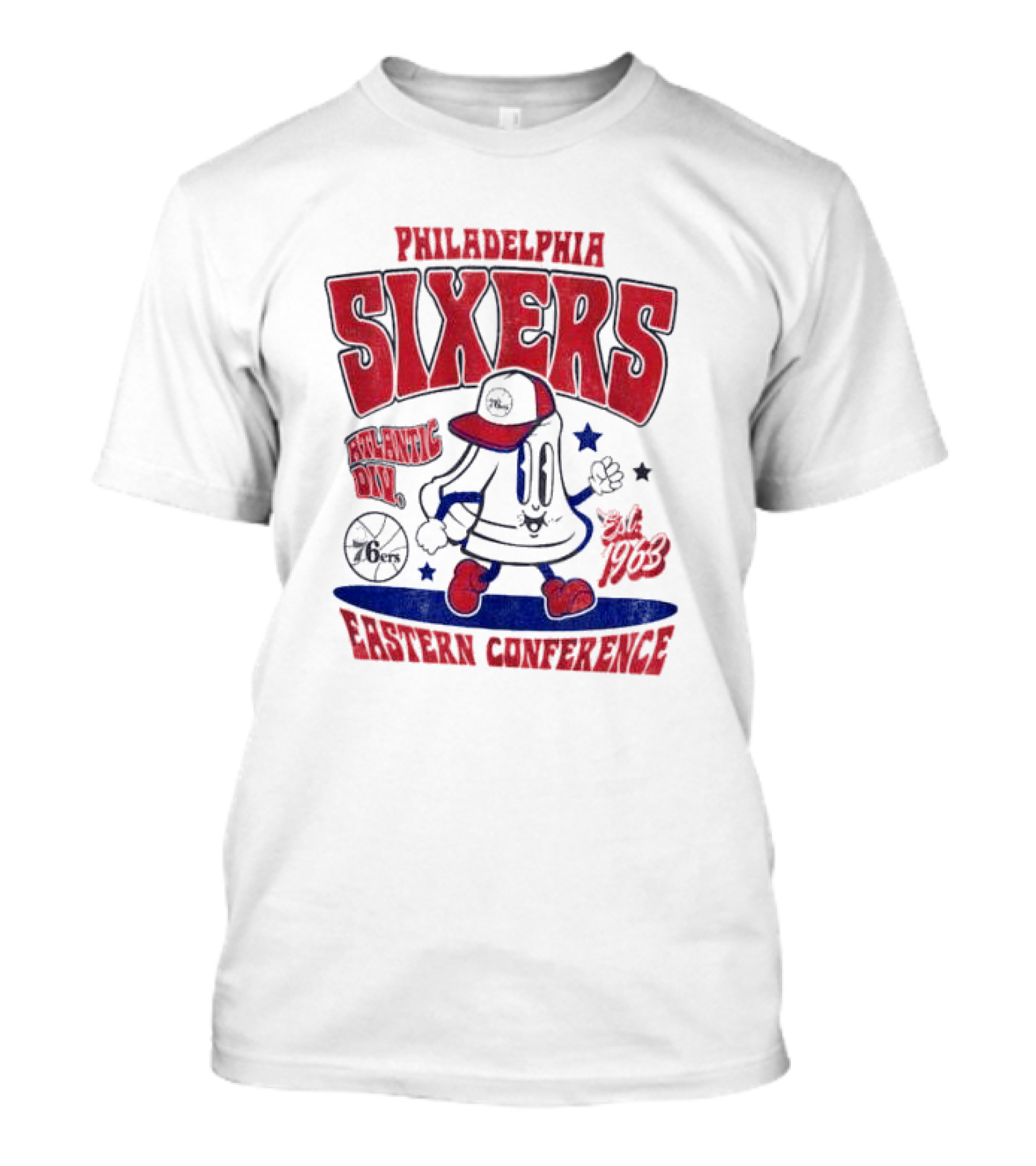 Philadelphia 76ers Sixers Founded 1963 Eastern Conference Mascot Skateboard T-Shirt