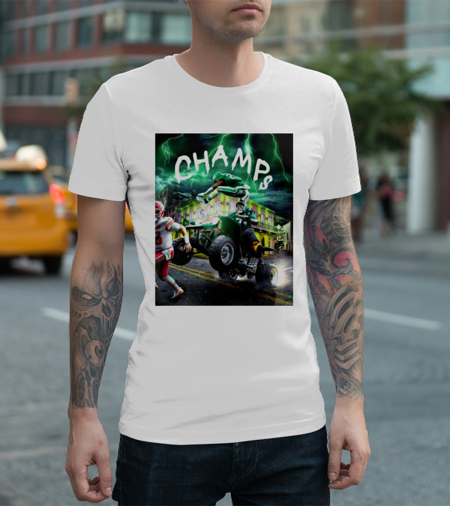 Philadelphia Eagles Champs 2024 Victory Celebration T-Shirt