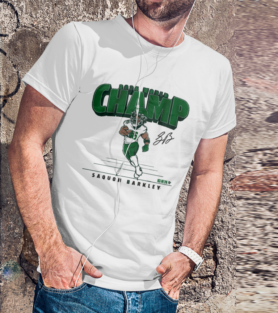 Philadelphia Eagles 2024 World Champ Saquon Barkley Caricature Signature T-Shirt