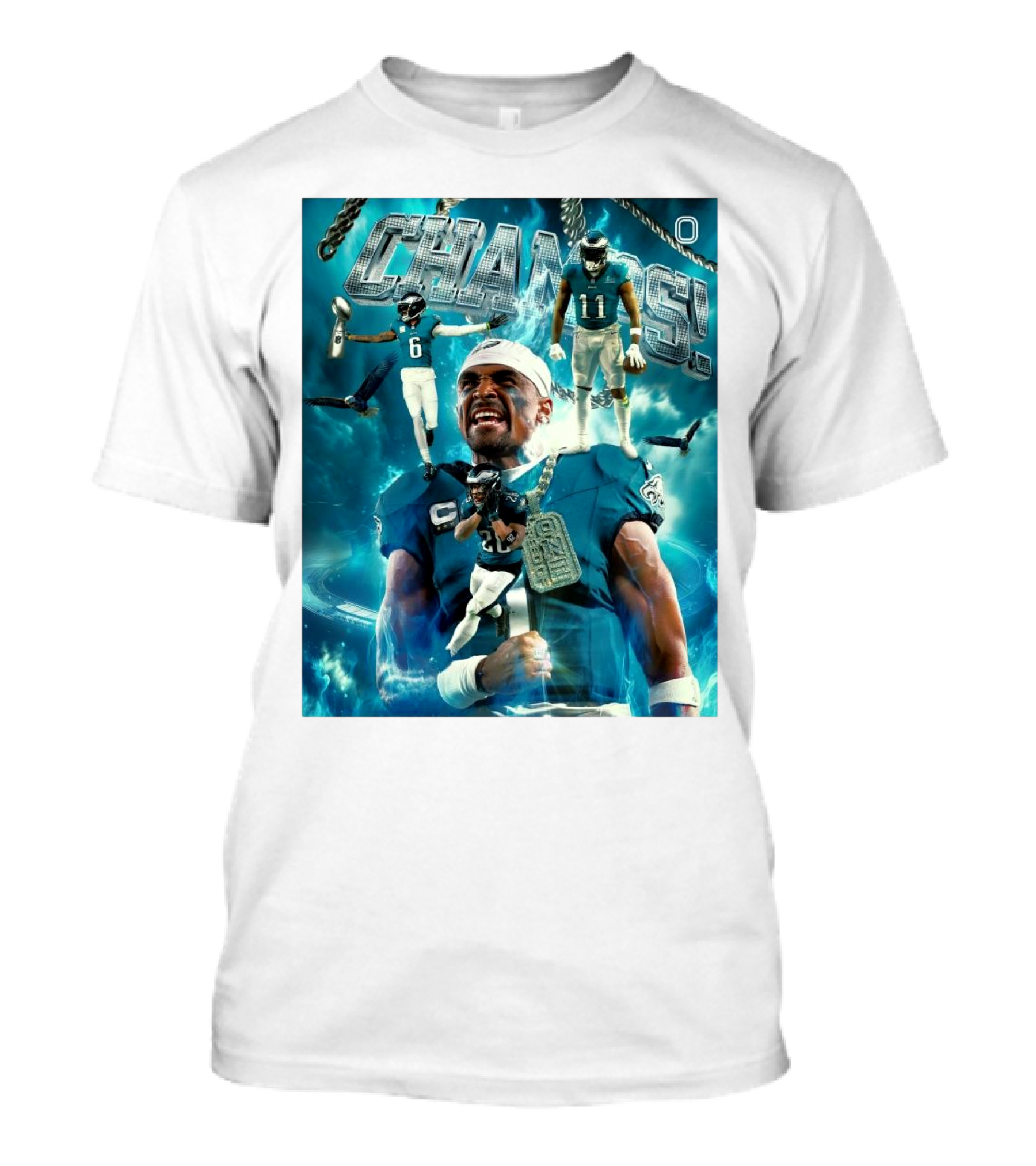 Philadelphia Eagles DeVonta Smith A.J. Brown Saquon Barkley Champs 2024 Football Celebration T-Shirt