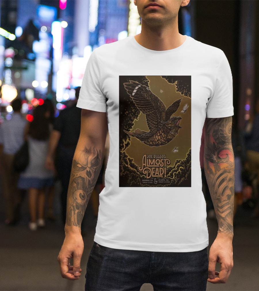 Joe Russo's Almost Dead 2025 Tour Savannah And Atlanta Dates With Owl And Moths Imagery T-Shirt