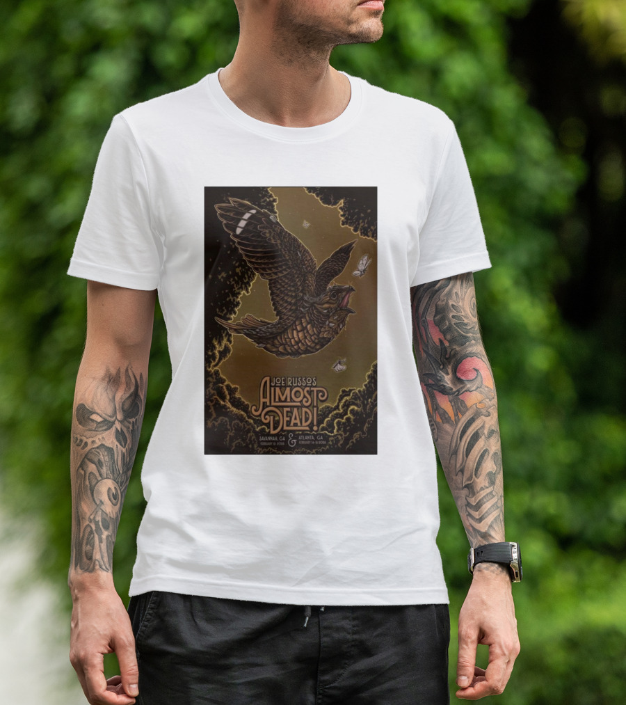 Joe Russo's Almost Dead 2025 Tour Savannah And Atlanta Dates With Owl And Moths Imagery T-Shirt