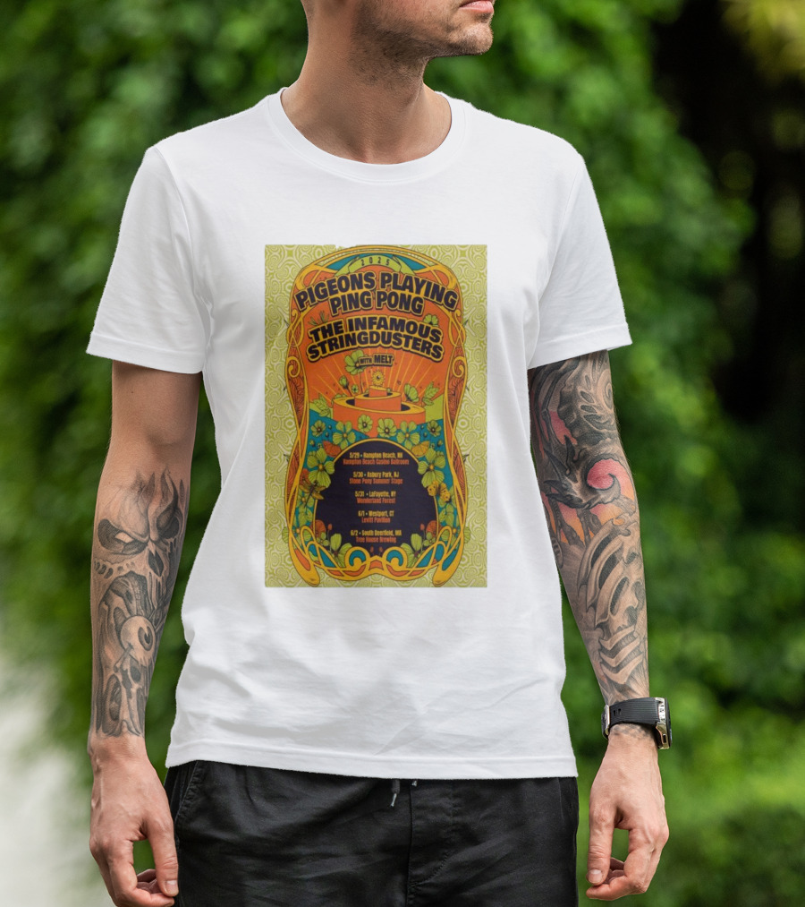 2025 Pigeons Playing Ping Pong The Infamous Stringdusters Melt Tour Dates T-Shirt