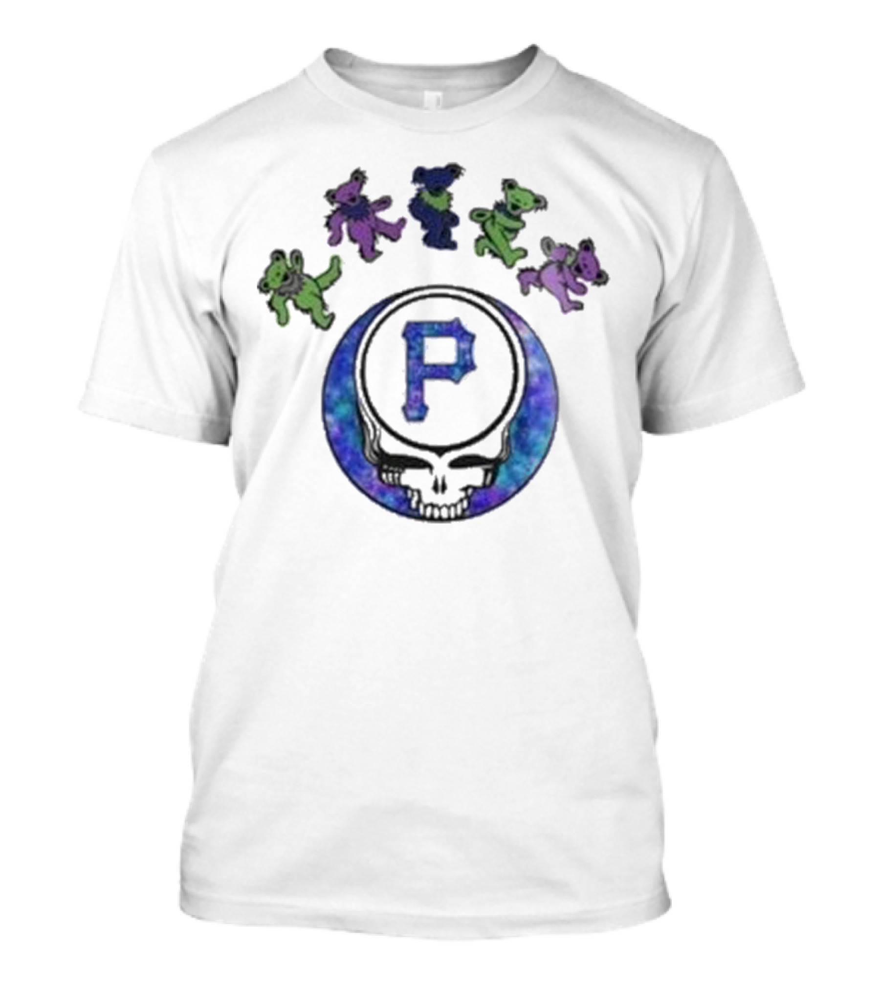 Pittsburgh Pirates 2025 Grateful Dead Skull And Dancing Bears Night Baseball T-Shirt