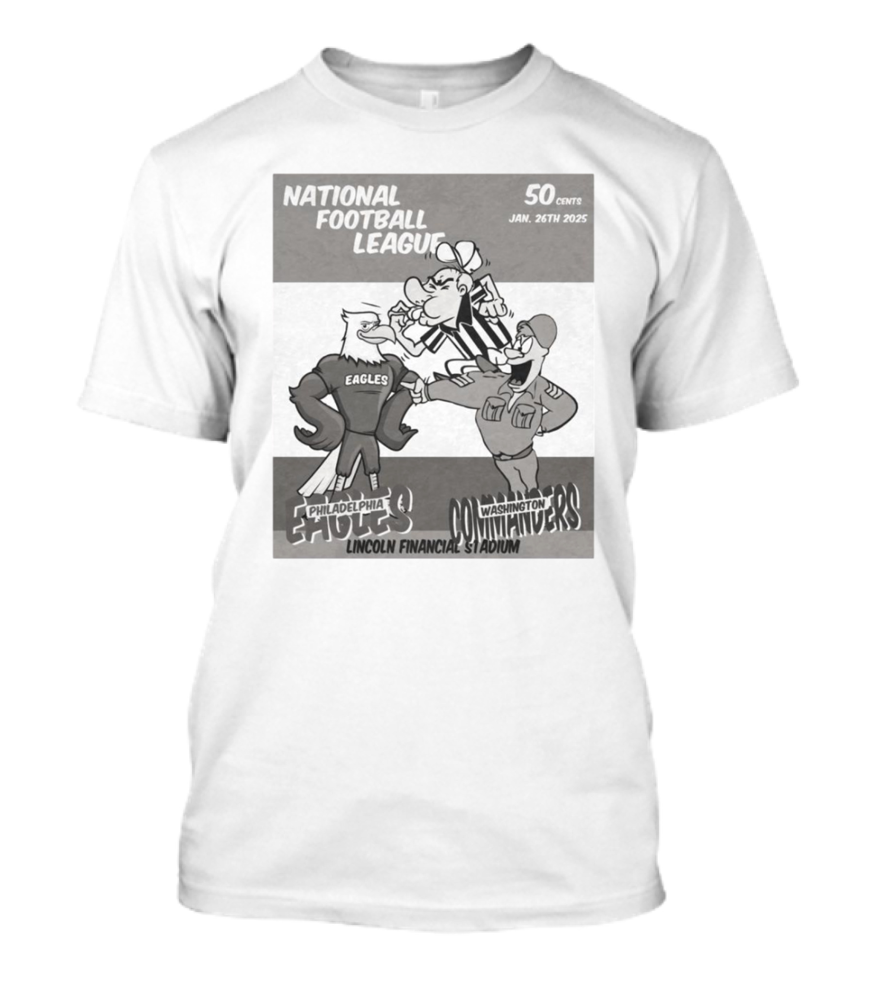 National Football League Philadelphia Eagles Vs Washington Commanders Lincoln Financial Stadium Jan 26th 2025 50 Cents T-Shirt