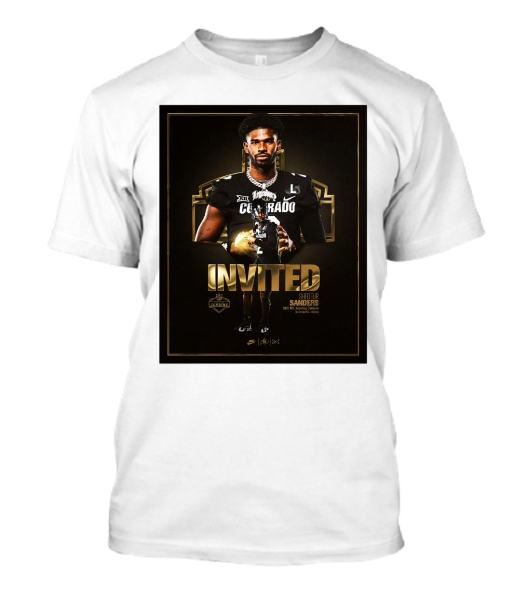 Invited Shedeur Sanders Colorado Buffaloes 2025 NFL Scouting Combine Indiana T-Shirt