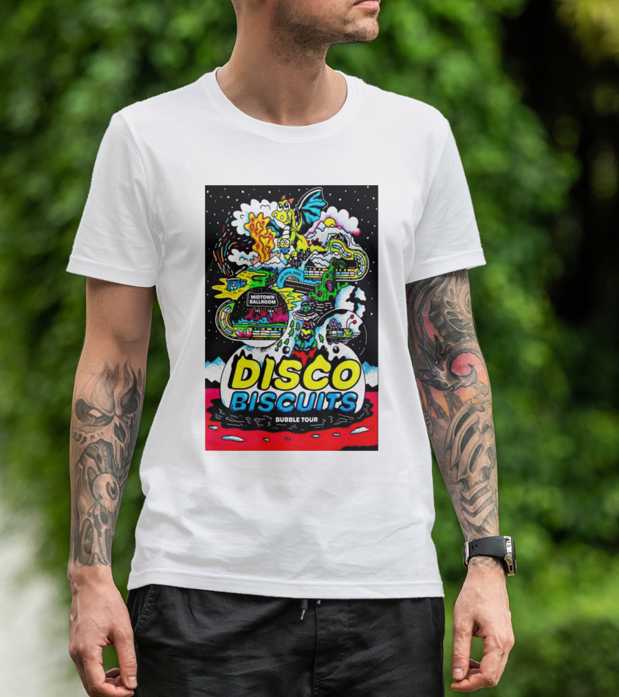Disco Biscuits Bubble Tour Midtown Ballroom Bend OR January 19 2025 Dragon Fire Imagery T-Shirt