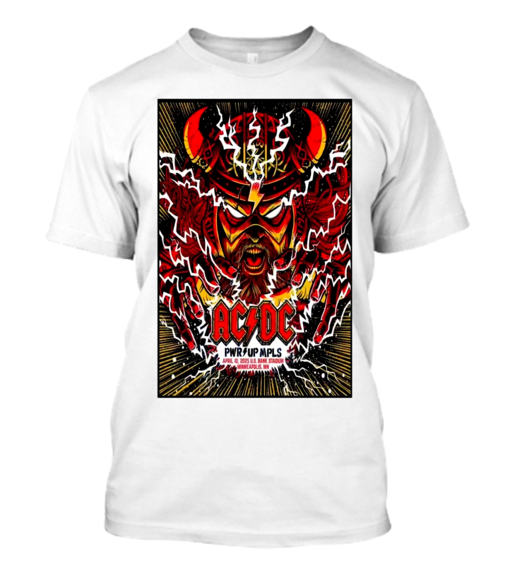 AC DC PWRϟUP MPLS Live Minneapolis U.S. Bank Stadium April 10 2025 Electric Viking T-Shirt