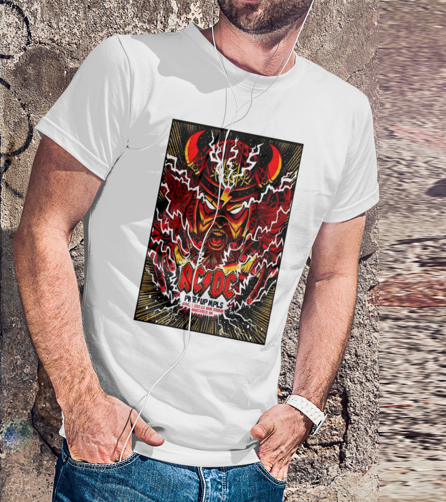 AC DC PWRϟUP MPLS Live Minneapolis U.S. Bank Stadium April 10 2025 Electric Viking T-Shirt