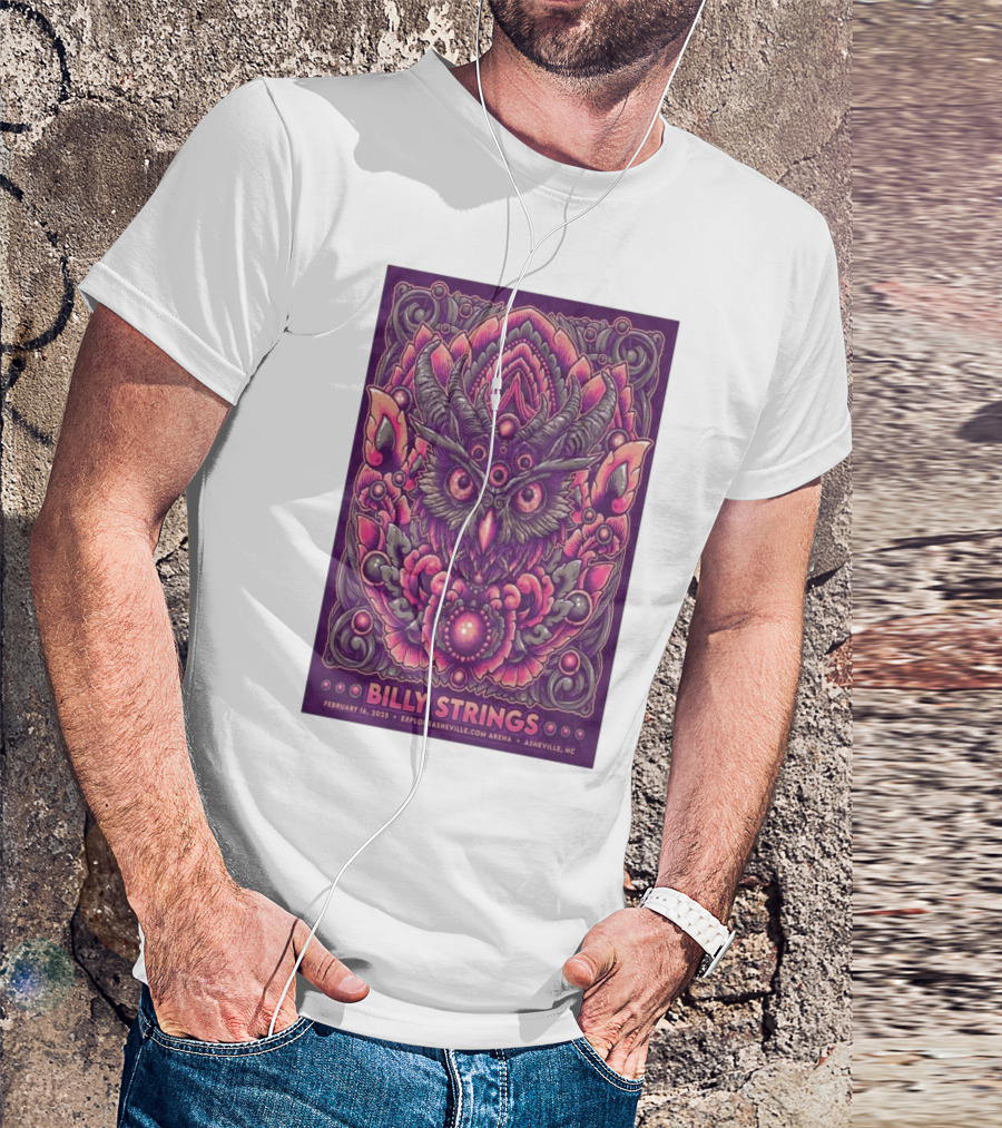 Billy Strings Exploreasheville.com Arena February 16 2025 Asheville NC Owl Design T-Shirt