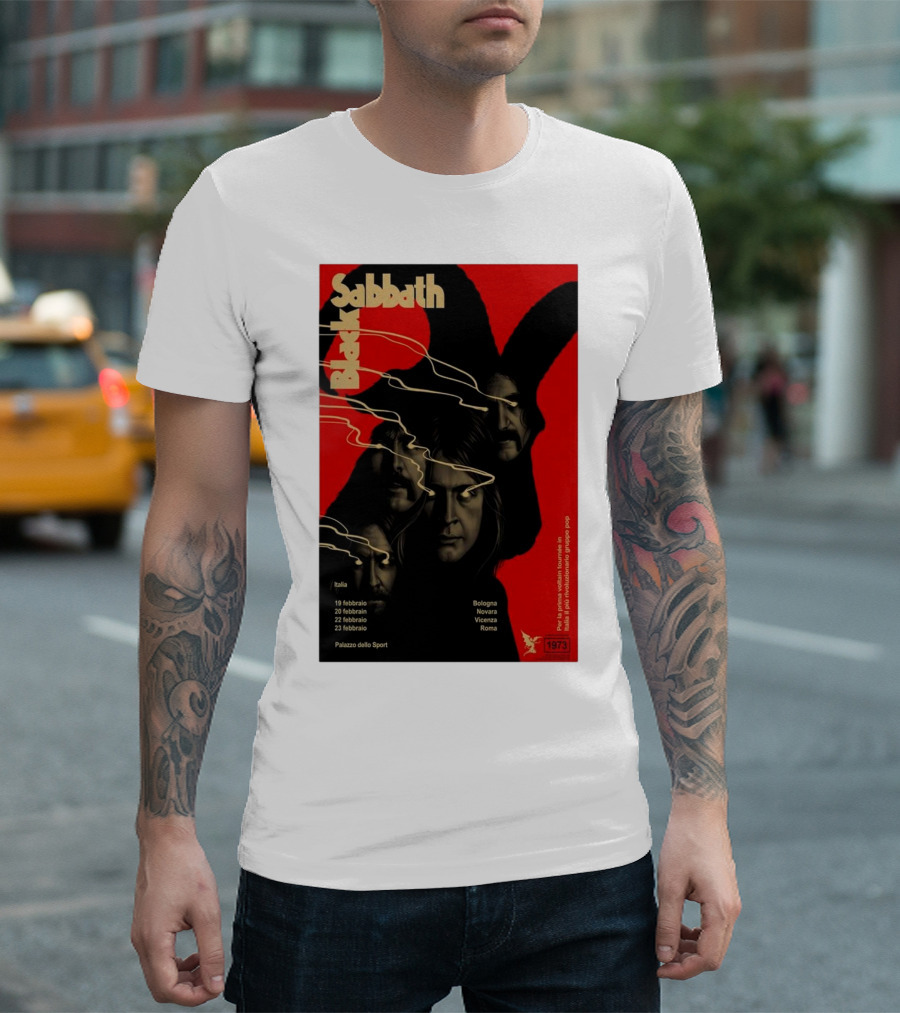 Black Sabbath Italy Tour February 2025 Bologna Novara Vicenza Roma Palazzo Dello Sport T-Shirt