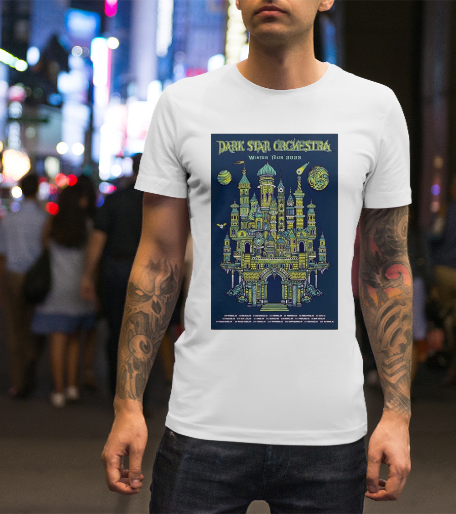 Dark Star Orchestra Winter Tour 2025 Phoenix Arizona Del Mar California Fantasy Castle Artwork T-Shirt