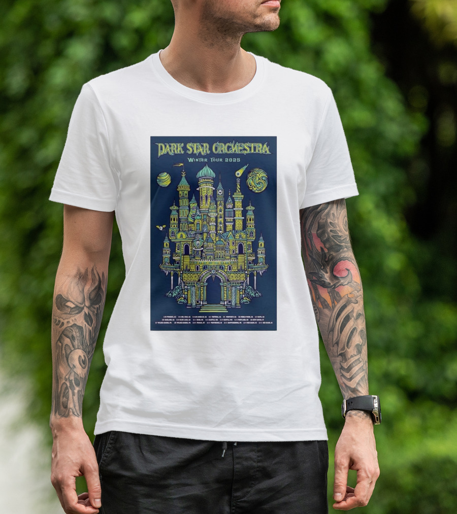 Dark Star Orchestra Winter Tour 2025 Phoenix Arizona Del Mar California Fantasy Castle Artwork T-Shirt