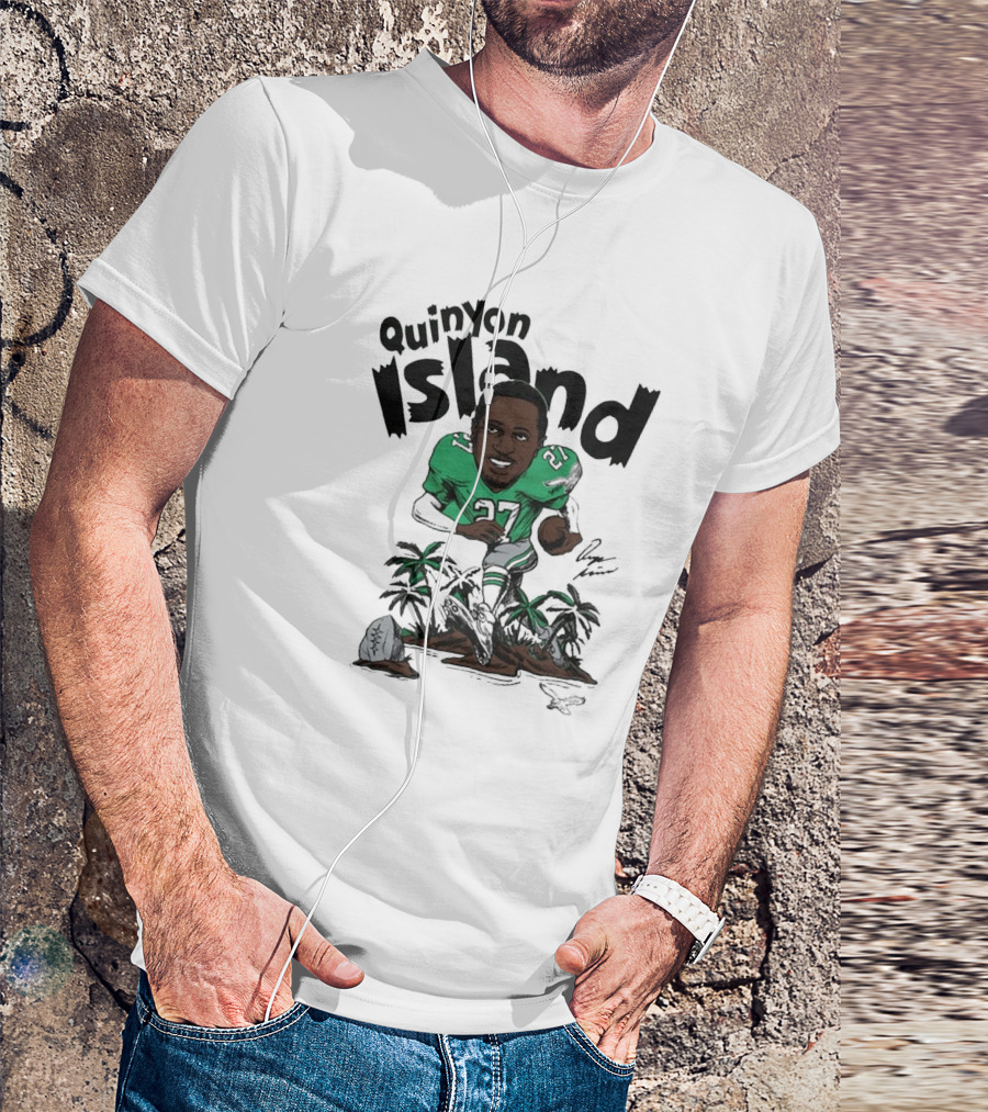Quinyon Island Philadelphia Eagles NFL Caricature Player Signature 27 T-Shirt