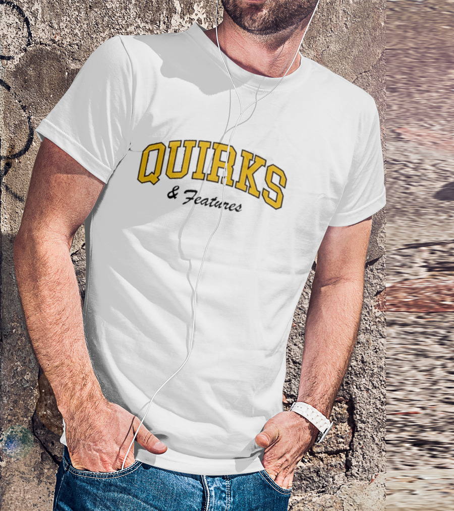 Quirks Bold Yellow Arch Text T-Shirt