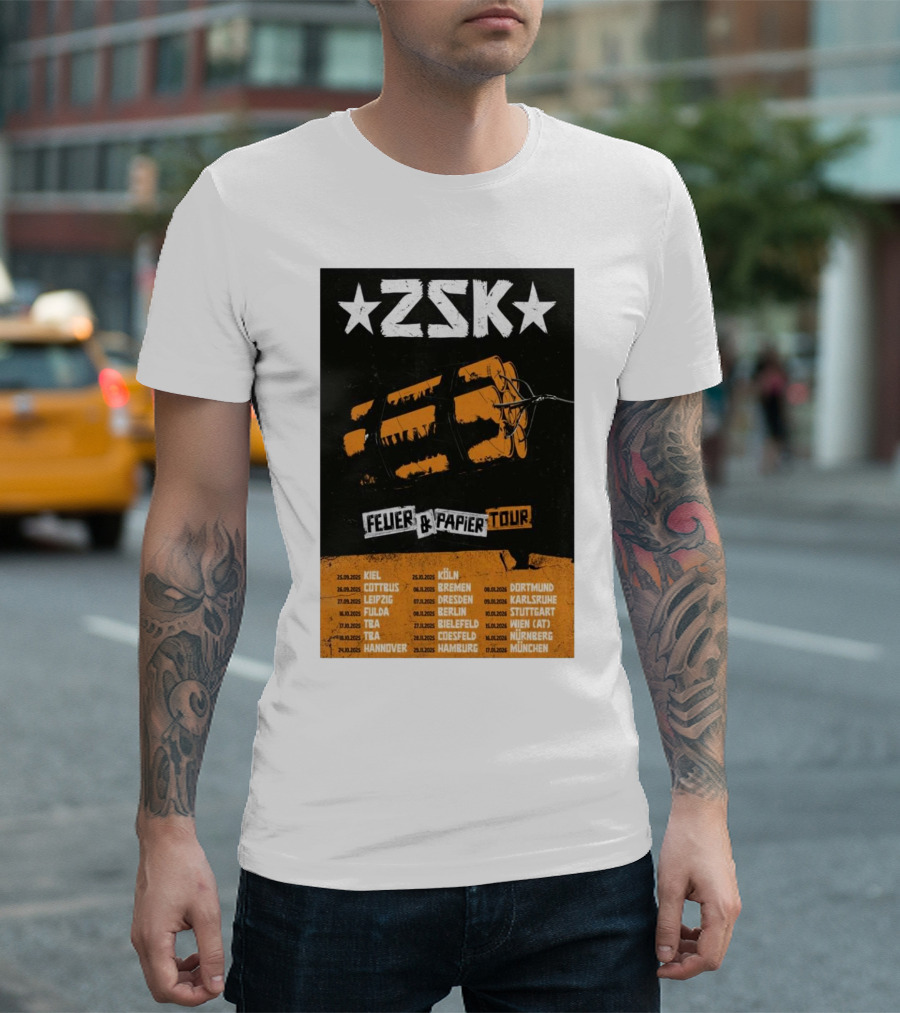 ZSK Feuer And Papier Tour 2025 Kiel Cottbus Leipzig Fulda Tour Dates T-Shirt