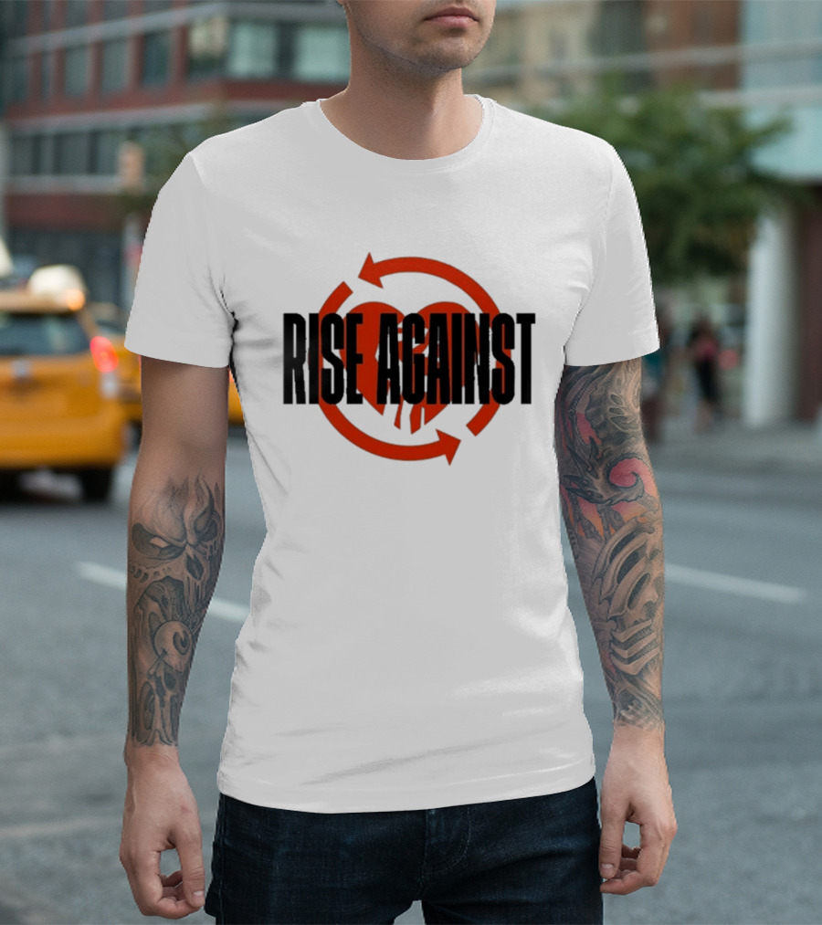 Rise Against Red Heart Fist Arrow Emblem T-Shirt