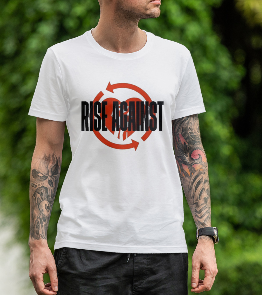 Rise Against Red Heart Fist Arrow Emblem T-Shirt