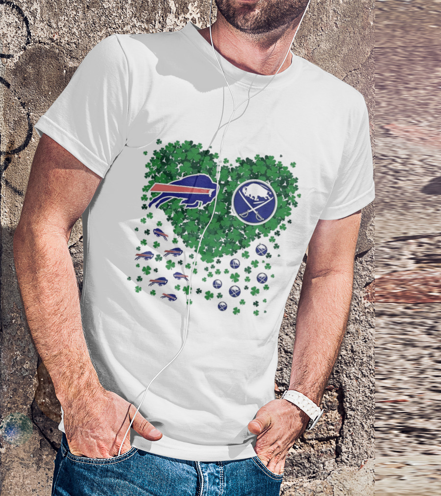 Buffalo Bills Heart Shamrock With Buffalo Hockey Symbol T-Shirt