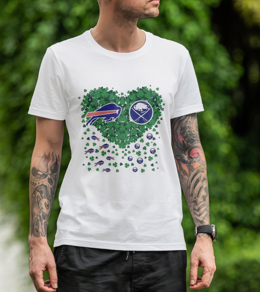 Buffalo Bills Heart Shamrock With Buffalo Hockey Symbol T-Shirt