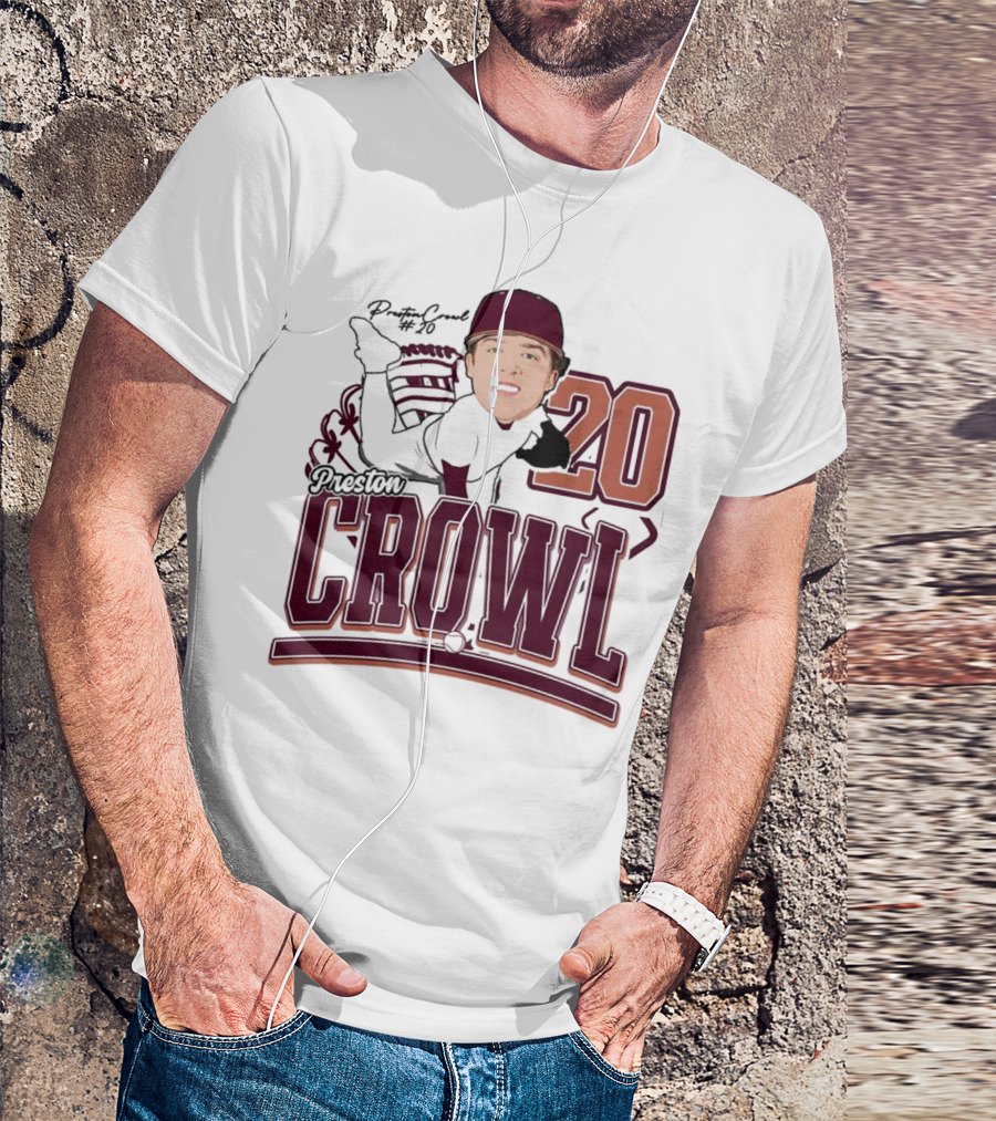 Preston Crowl Baseball 2025 Pitcher Number 20 T-Shirt