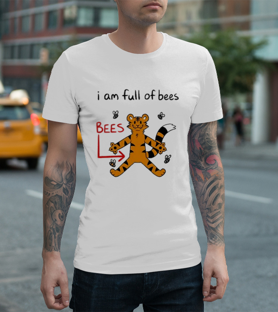 Prism Paws Tiger Bees Humor Graphic T-Shirt