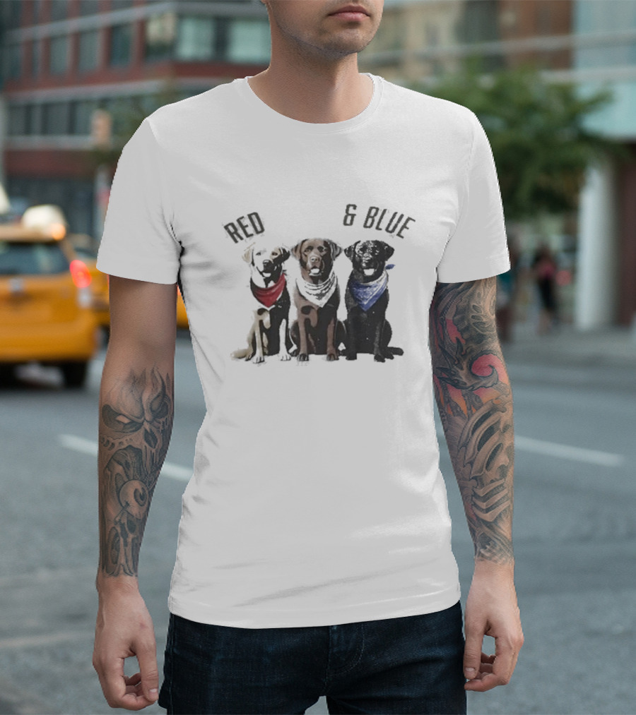 Red White and Blue Dogs Bandana Trio T-Shirt