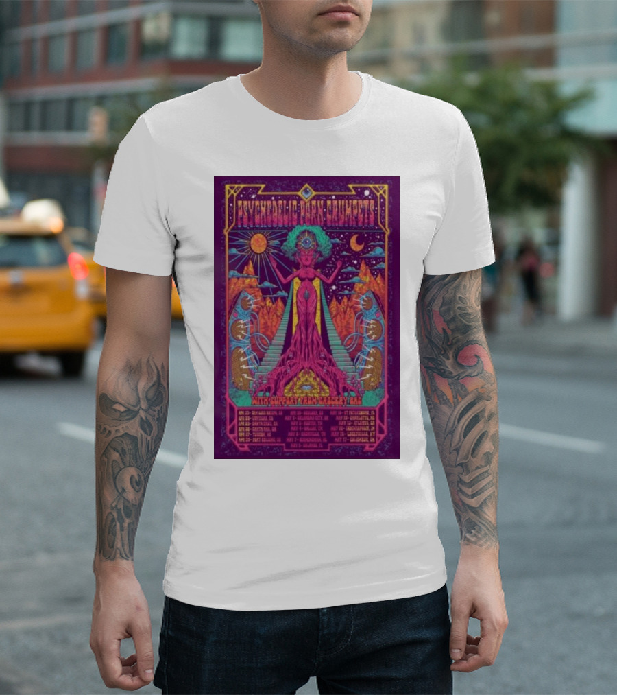 Psychedelic Porn Crumpets 2025 Tour Santa Ana April 26 With Support From Crocodylus T-Shirt