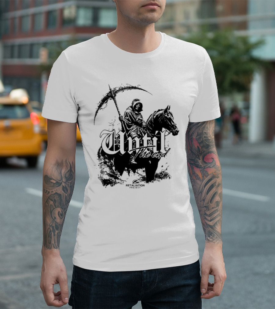 Retaliation Project Until The End Eternal Distressed Skull Design T-Shirt