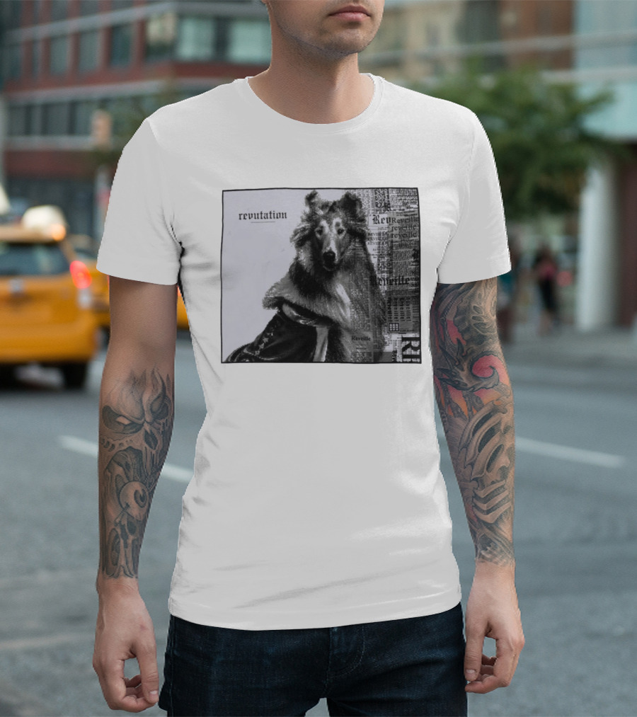 Revutation Reveille Collie Newspaper Style T-Shirt