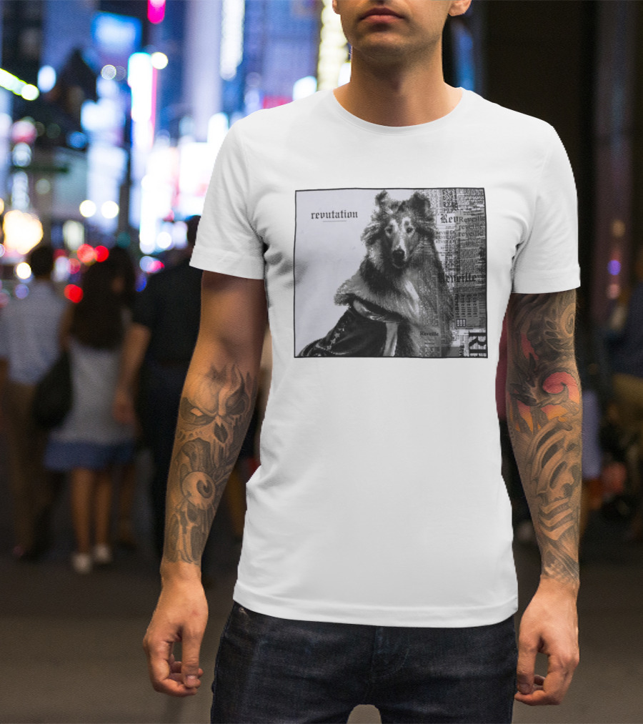 Revutation Reveille Collie Newspaper Style T-Shirt