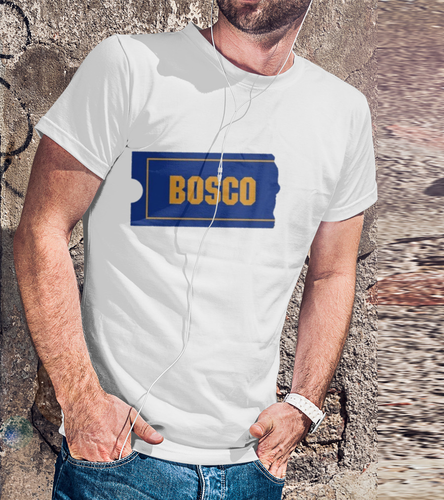 Ryder Roll Bosco Vintage Blue With Yellow Bold Ticket Style T-Shirt