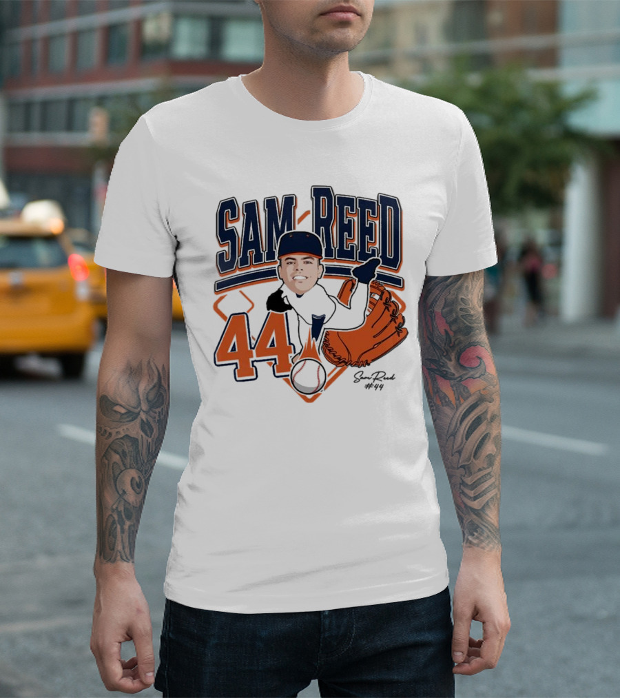 Sam Reed 44 Baseball Glove And Bat Graphic 2025 T-Shirt